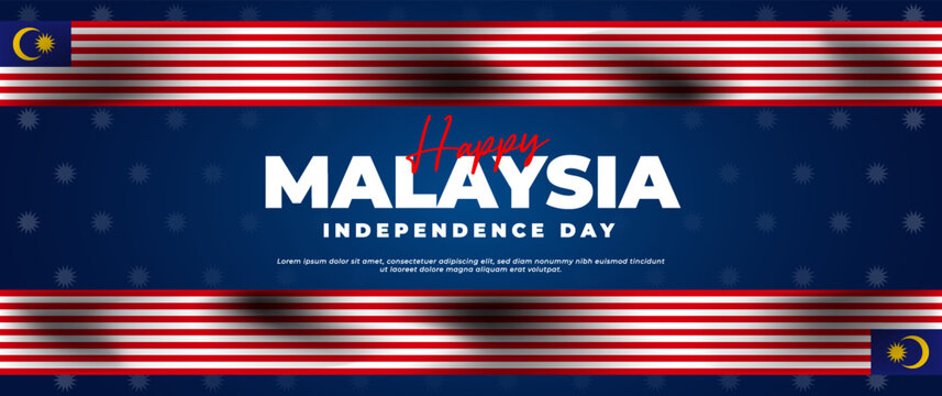 happy malaysia independence day greeting banner with flag elements