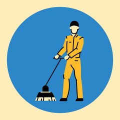 Man with a mop color line icon. Cleaning company