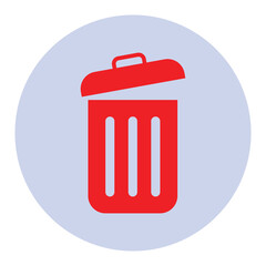 Trash can red color icon and Delete sign vector design.
