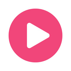 Play button pink color icon video audio player and transparent background.