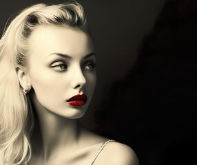 50s Bond Girl With Red Lips