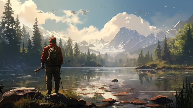 Successfully reel in a trophy-sized fish, its impressive size glistening in the sunlight, creating a memorable and exhilarating fishing experience. Generated by AI.