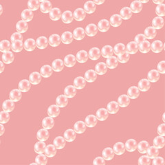 String of pink pearls vector seamless pattern