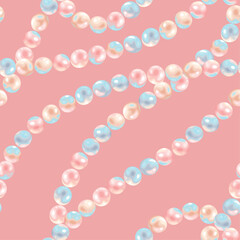 String of pink pearls vector seamless pattern