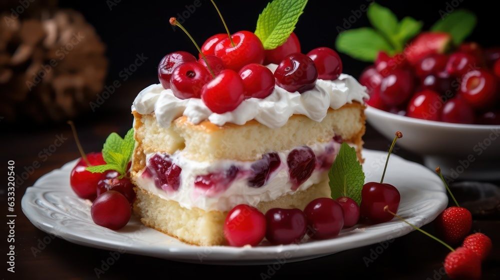 Sticker creamcake with cherry