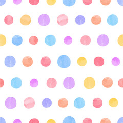 Colorful polka dot pattern. Vector seamless background with watercolor circles - 633320766