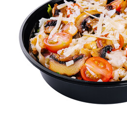 salad of fried mushrooms, tomatoes and parmesan