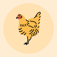 Chicken black line icon. Farm animals.