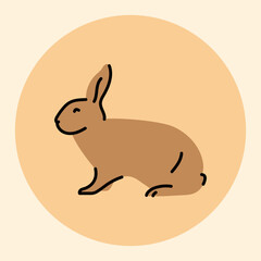 Rabbit black line icon. Farm animals.