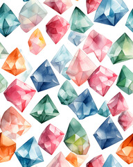 Colorful diamond watercolor seamless pattern