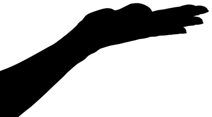 Digital png silhouette image of hand with copy space on transparent background