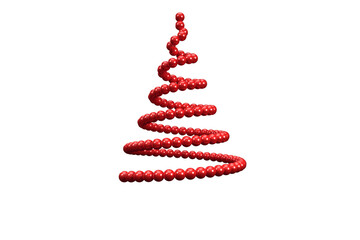 Digital png illustration of red bead spiral forming christmas tree on transparent background