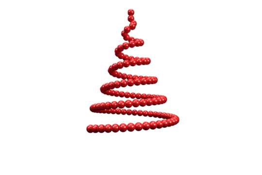 Digital png illustration of red bead spiral forming christmas tree on transparent background - Powered by Adobe
