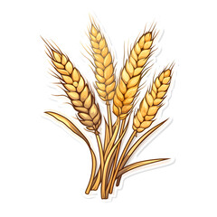 wheat sticker, isolated on transparent background, Generative AI