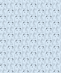 Creative vector seamless pattern with hand drawn alien cats