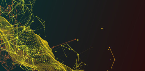 Polygonal science background with connecting dots and lines. Digital data visualization.
