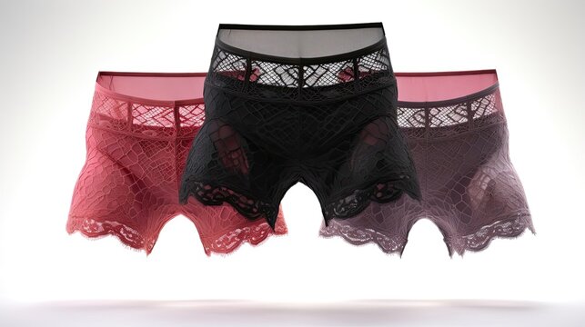 Playful allure with lace boyshorts featuring a cheeky cut, inviting a sense of spontaneity and flirtatiousness. Generated by AI.