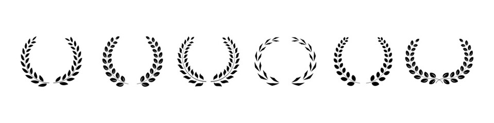 Vector laurel wreath set. Olive branches decorative elements.