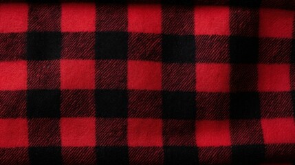 Background with a fleece texture with a checkered pattern in red and black. Red fleece texture with checkered pattern Generative AI