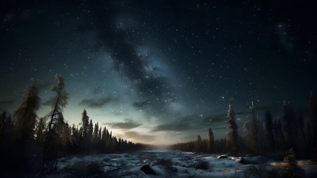 Night sky photography stars Milky Way Aurora Hyper-realis generative AI