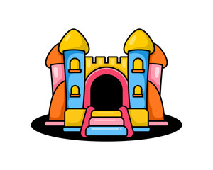 Bounce castle vector in cartoon illustration