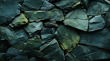 Green stone wall texture background, naturalistic light, gutai, monochromatic compositions. Generative AI