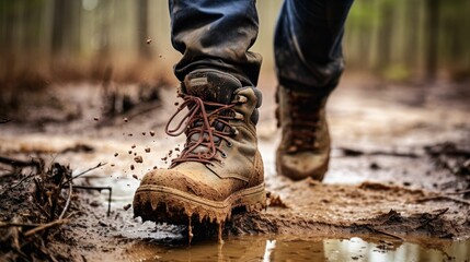 hiking boots on the ground. Generative AI