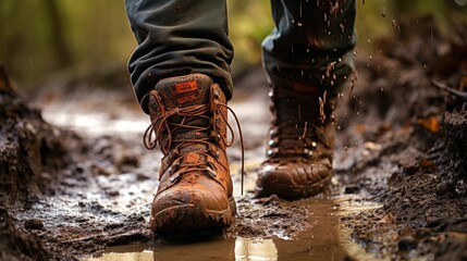 hiking boots on the ground. Generative AI