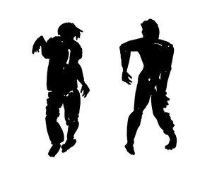 Zombie silhouettes.Variety of walking dead,night monsters,aggressive decomposing likenesses of human.People resurrected after death and risen from the graves,having lost minds but wild hungry.Isolated