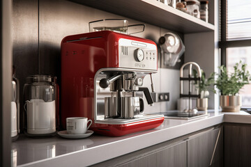 Automatic espresso coffee machine in modern kitchen