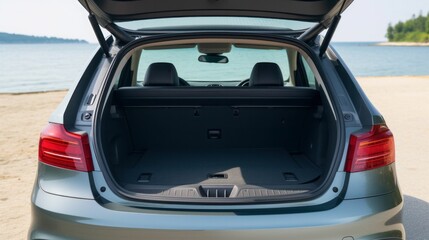 Fototapeta na wymiar Open empty trunk of a modern SUV. Generative AI