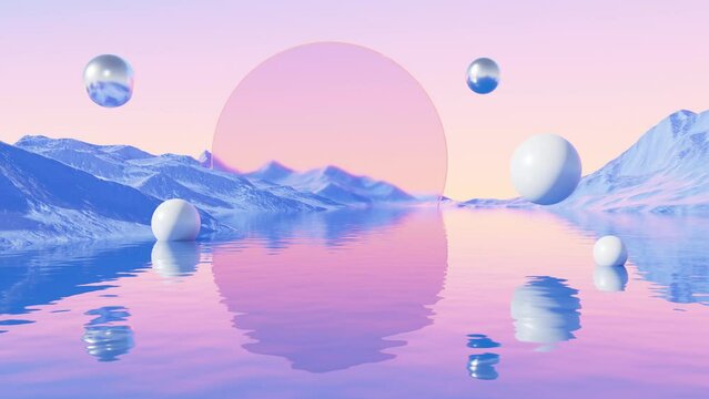 Abstract water surface and geometry video, 3d rendering.
