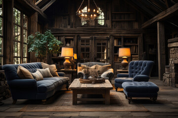 A Farmhouse Rustic furniture, interior design, vintage accents, ai generated.