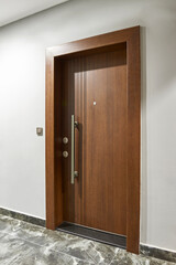 Exterior house door wooden style.