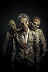 Portrait of zombies in the style of Time magazine. Halloween. Generative AI