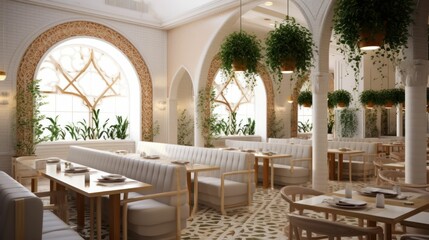restaurant interior with East Europe design Generative AI