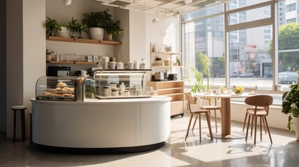 Small modern Korean style design cafe Generative AI