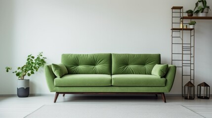 Stylish minimalistic living room interior with comfort sofa Generative AI