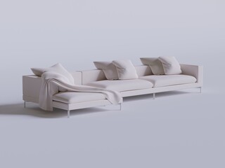 Fototapeta na wymiar Realistic Sofa made and rendered by 3D software for decoration interrior and etc