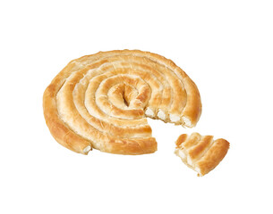 Delicious round pastry with cheese isolated.