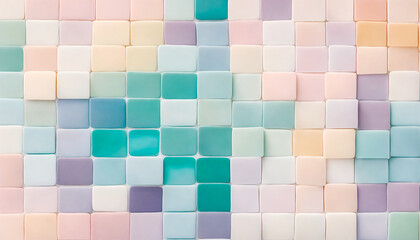 Pastel tiles background. Tiles arranged in a grid pattern, and suitable for backgrounds and wallpapers.