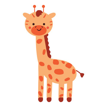 hand drawing cartoon giraffe. cute animal icon