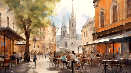 Deurstickers Illustration of beautiful view of Vienna, Austria © Alek