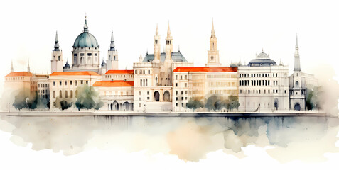 Obraz premium Illustration of beautiful view of Vienna, Austria
