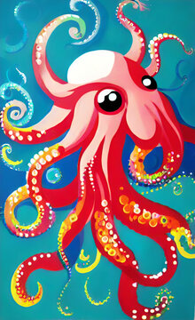 digital illustration of a colorful octopus