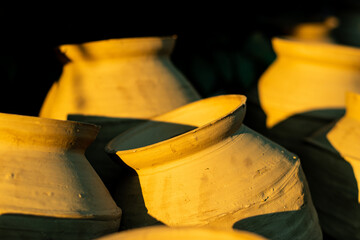 Hand made clay pot is a cooking pot made from clay