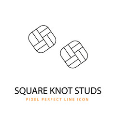 Square Love Knot Studs Earrings Design Sketch Wire Jewelry Wire Knot Studs Earrings Vector Line Art PNG SVG Icon Illustration Jewelry Design