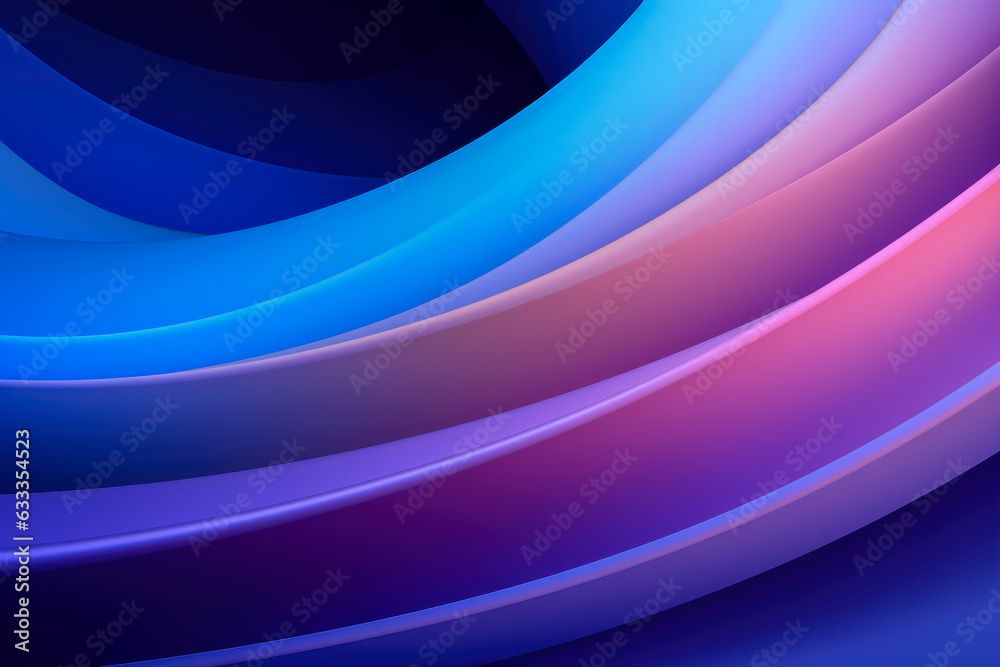 Poster The curved lines of blue and purple color gradient on the abstract background create an artistic touch with a modern and aesthetic appearance.