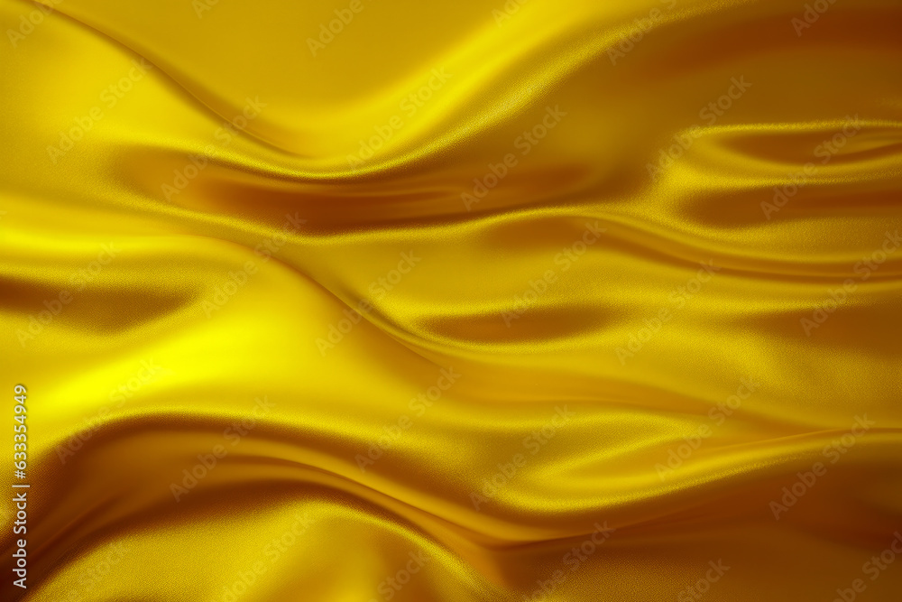 Poster The golden satin fabric serves as an elegant background adorned with fine lines, creating a shimmering surface appearance