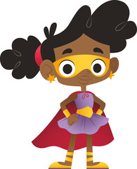 Digital png illustration of girl with superhero cotume icon on transparent background